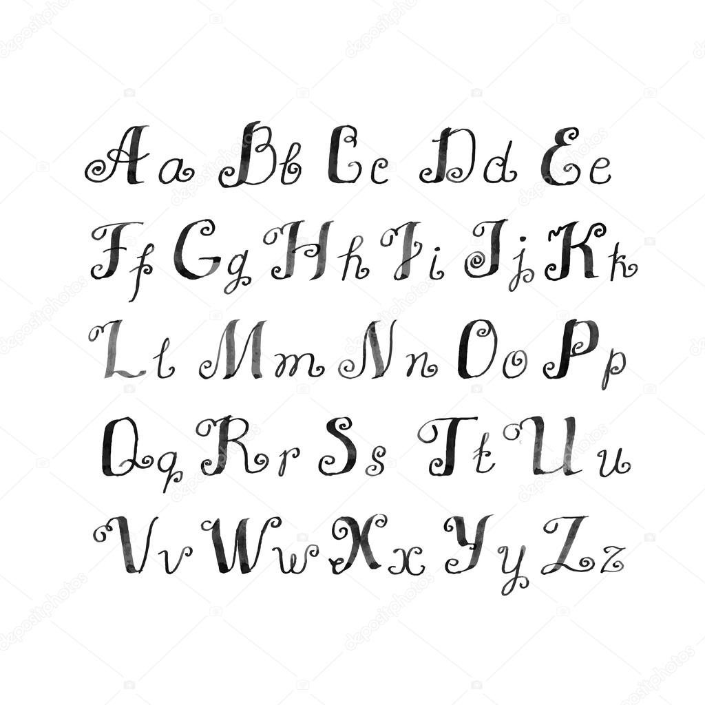 alfabeto manuscritas tinta — Vector de stock © Oksana #68084291