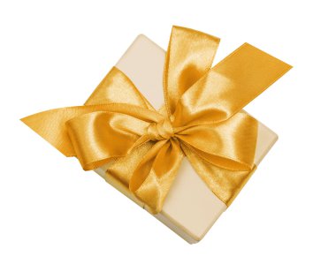 Altın şerit ve yay hediye kutusu