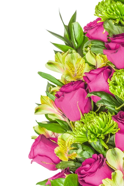 Rose, grüne Chrysantheme und Orchidee — Stockfoto