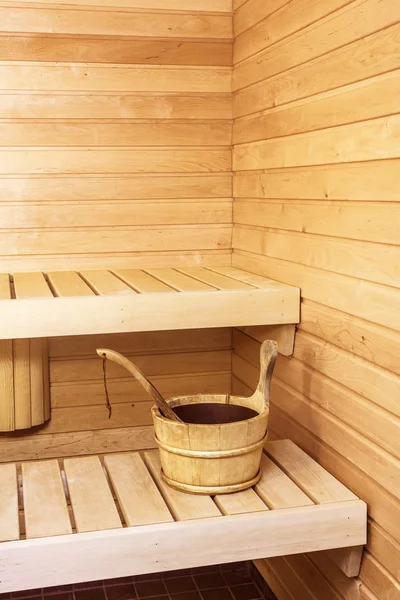 Intérieur du sauna en bois — Photo