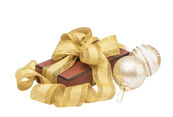 Christmas gift box with christmas ball — Stock Photo, Image