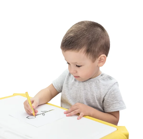 Boy drawing with pencil — Stock Photo, Image