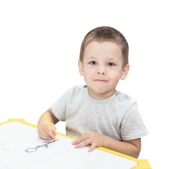 Хлопчик малює олівцем — стокове фото
