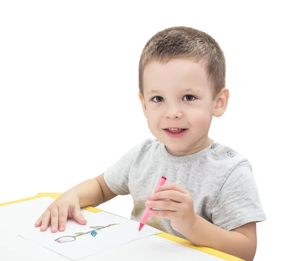 Хлопчик малює олівцем — стокове фото