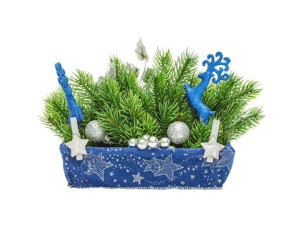 Vánoční modré dekorace. Svátek nový rok dekorace — Stock fotografie