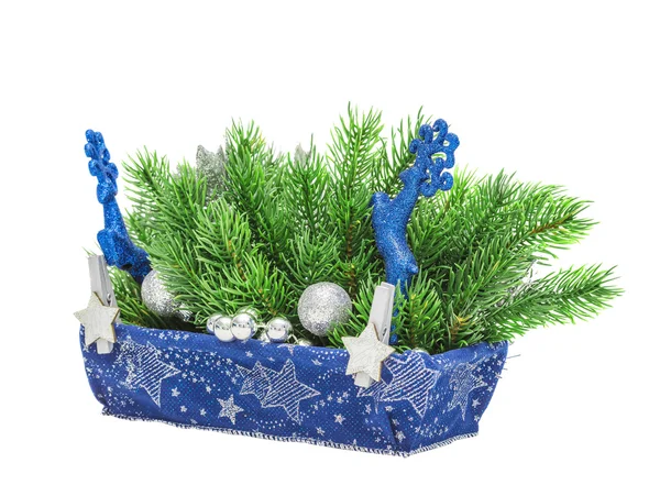Mavi Noel dekorasyonu. Tatil yeni yıl süslemeleri — Stok fotoğraf