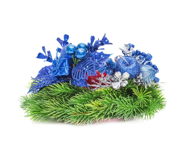 Blauwe Kerstdecoratie. Vakantie nieuw jaar versieringen — Stockfoto