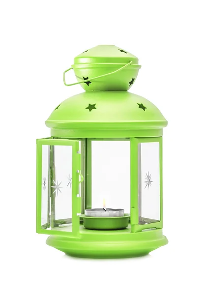 Groene lantaarn met vlam — Stockfoto