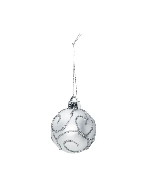 Silver Christmas hanging ball  with decoration — Stock Photo, Image