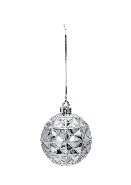 Stříbrný vánoční závěsné koule s ozdobou — Stock fotografie