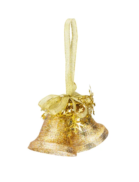 The Christmas gold hanging decoration bells — Stock Photo, Image