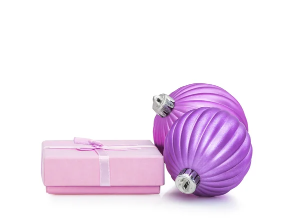 Lilac Christmas and New Year baubles balls — Stock Photo, Image