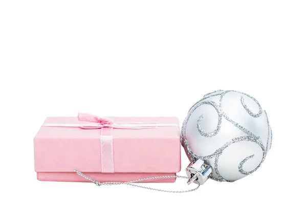 Silver Christmas and New Year baubles balls — Stock Photo, Image