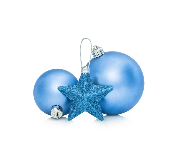 Blue Christmas New Year baubles — Stock Photo, Image