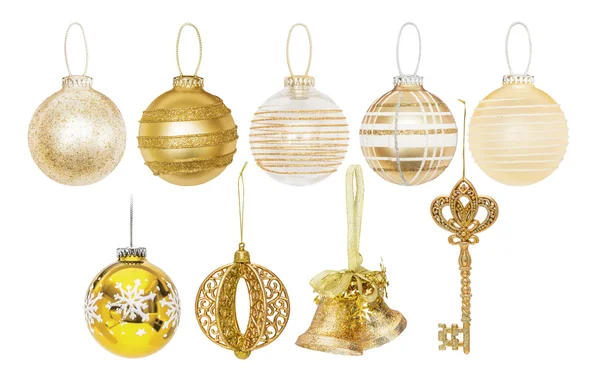 Golden Christmas New Year baubles — Stock Photo, Image