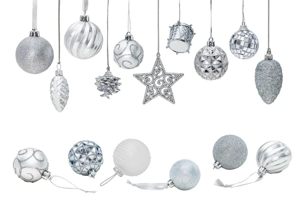 Stříbrné ozdoby Vánoce Nový rok — Stock fotografie