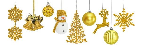 Zlaté ozdoby Vánoce Nový rok — Stock fotografie