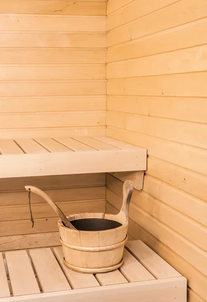 Sauna interior confortável de madeira — Fotografia de Stock