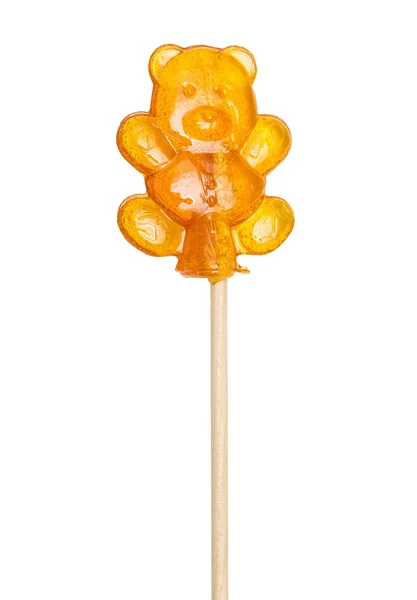 Sugar lollipop, lollypop bear on a wooden stick — Stock Photo, Image