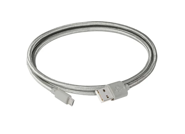 Cable trenzado de plata usb a miniusb — Foto de Stock