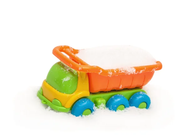 Child's toy truck in snow — Stock Photo, Image