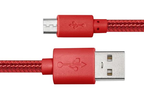 Cable trenzado rojo usb a miniusb — Foto de Stock