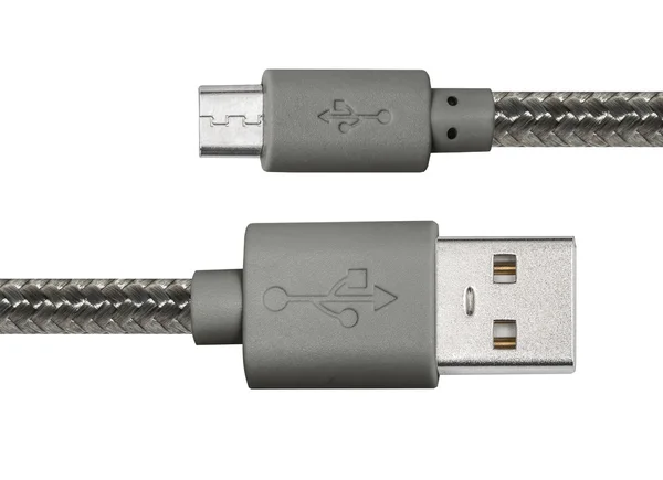 Cable trenzado gris usb a miniusb — Foto de Stock