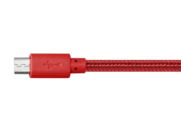 Cable miniusb de alambre trenzado rojo —  Fotos de Stock