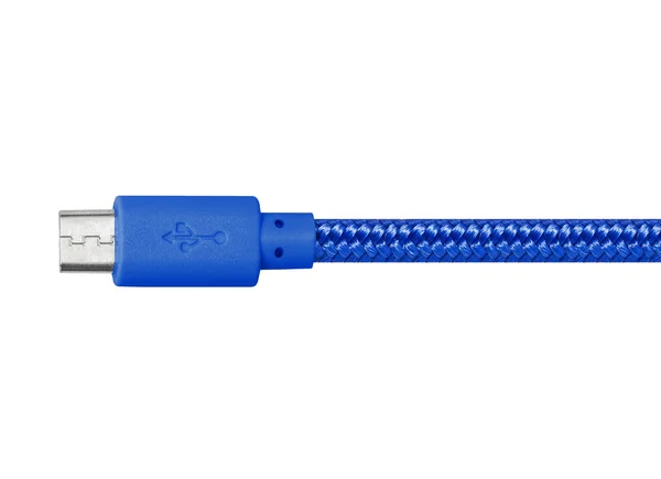 Cable miniusb de alambre trenzado azul — Foto de Stock