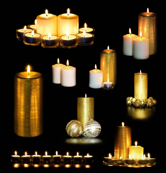 Set dalle candele accese — Foto Stock