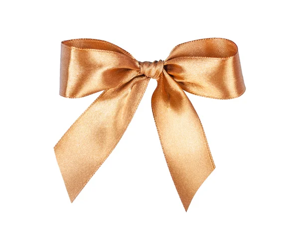 Elegant gold, beige gift ribbon bow, satin — Stock Photo, Image