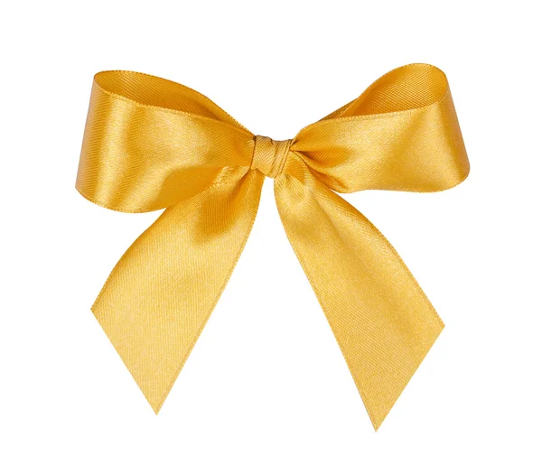 Elegant yellow, golden gift ribbon bow, satin — Stock Photo, Image