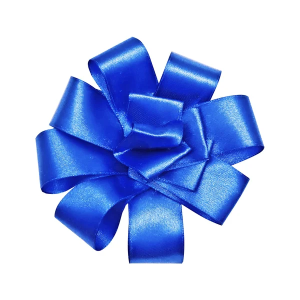 Blue round satin bow — Stock Photo, Image