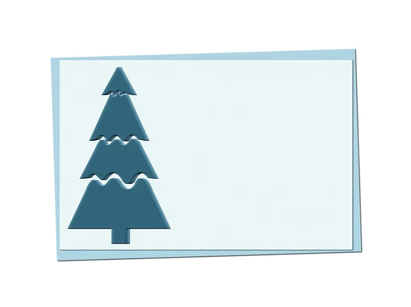Різдвяна синя листівка з ялинкою — стокове фото