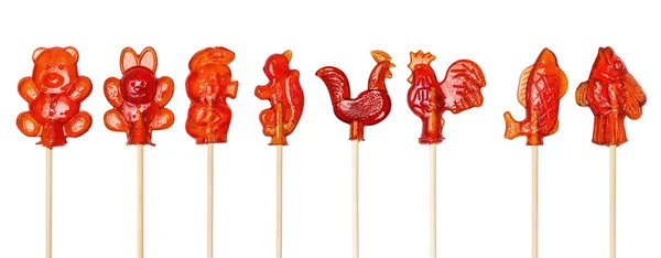 Set of red sugar lollipops — Stock Photo, Image