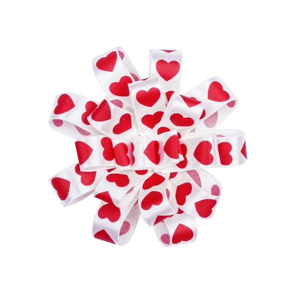 Round bow from ribbon hearts — Stock Photo, Image