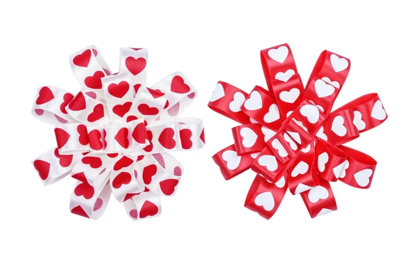 Set of round bows from ribbon hearts — Stock Photo, Image