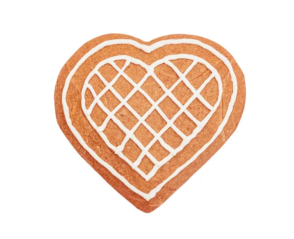 Biscotto di pan di zenzero a forma di cuore fatto a mano — Foto Stock