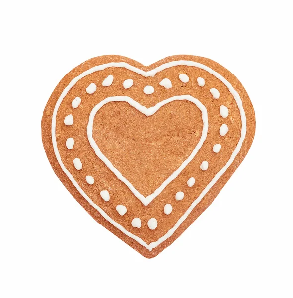Biscoito de gengibre feito à mão em forma de coração — Fotografia de Stock