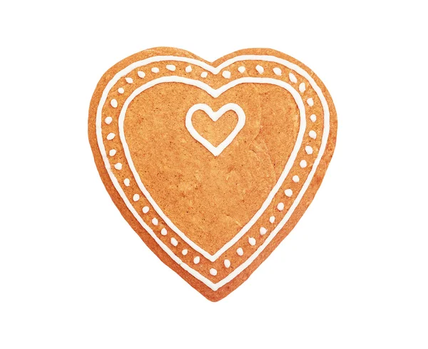 Biscoito de gengibre feito à mão em forma de coração — Fotografia de Stock