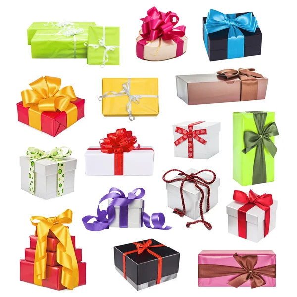 Collection set of multi-colored gifts cardboard boxes — Stock Photo, Image