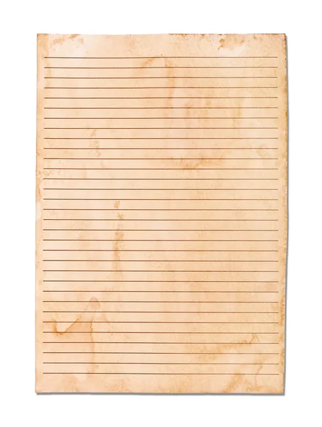 Gammelt Papir Regerede Strimmel Isoleret Hvid Baggrund - Stock-foto