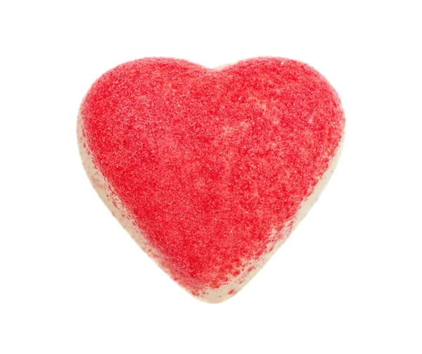 ホワイト 白で隔離赤い砂糖パン粉とまき散らしたハートの形のチョコレートのお菓子 — ストック写真