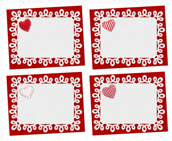 Set Holiday Cards Valentines Day Declaration Love Invitation Decorated Plaid — Stock Photo, Image