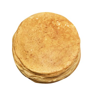 Yığın lezzetli gözleme kazık, Maslenitsa, shrovetide, mardi gras, üzerinde beyaz izole.