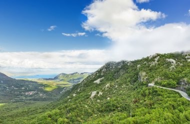 İşkodra görünümünü (Liqeni ben Shkodres, Skadarsko jezero) Gölü Milli Parkı, Karadağ