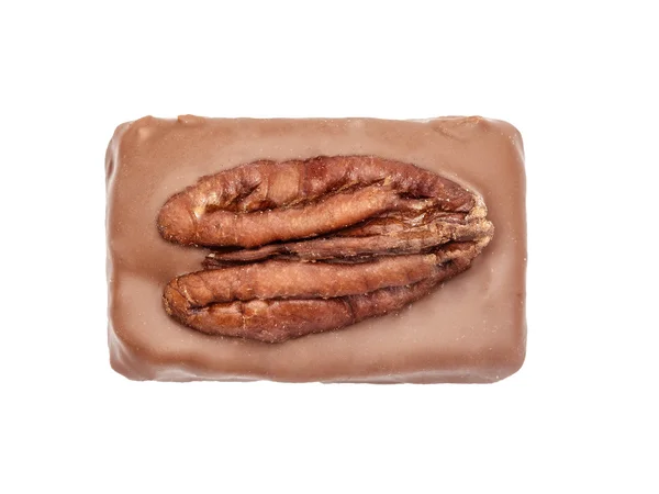 Chocolade Candie Met Pecan Uit Collectie Bovenaanzicht Prachtig Uitgegeven Geïsoleerd — Stockfoto