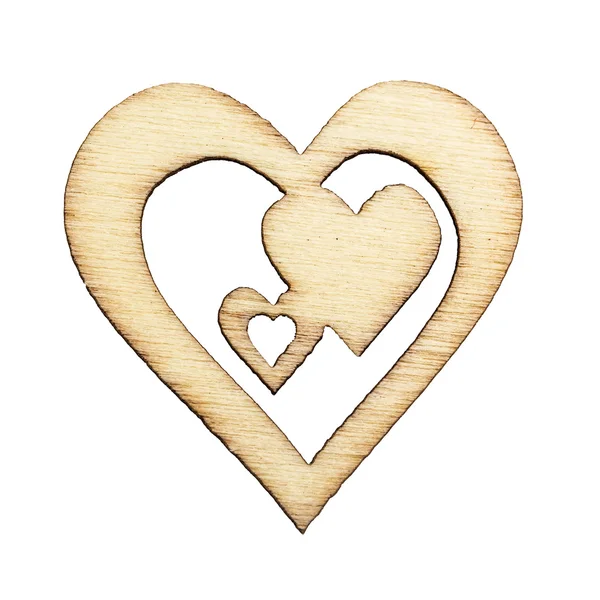 Cuore Legno Grazioso Con Modello Bruciato Isolato Bianco — Foto Stock