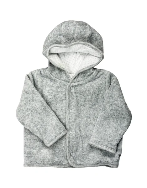 Gray Baby Clothes Hooded Sweatshirt Isolated White Background — Stock Photo, Image