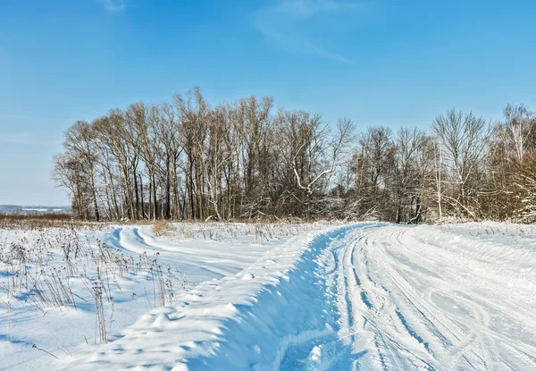 Estrada Inverno Coberta Neve Para Área Moscou — Fotografia de Stock